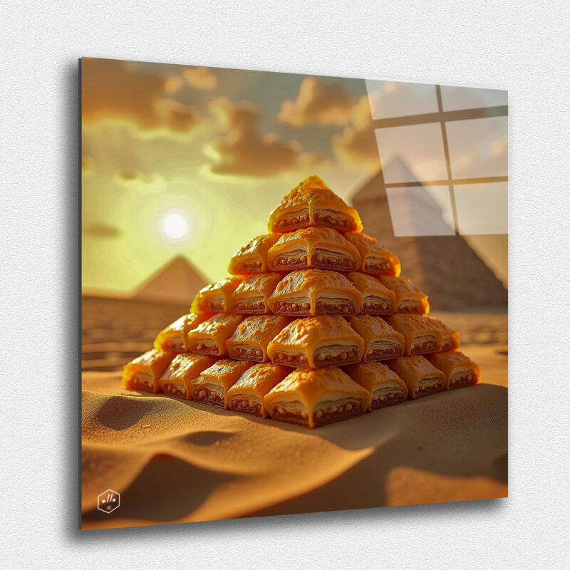 The Pyramids of Giza Made of Baklava Layers