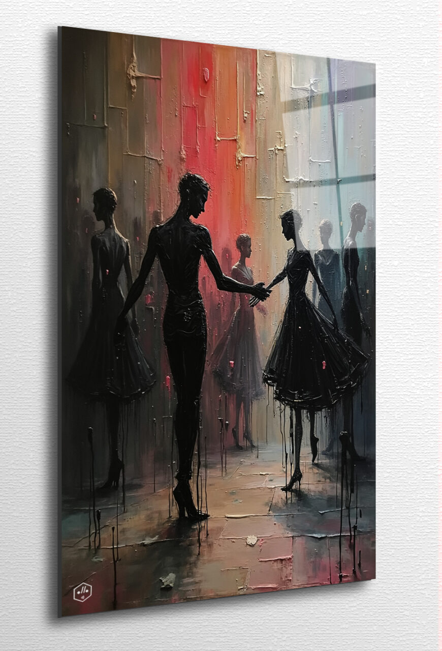 Phantom dancers swirling in a haze of distorted geometry.